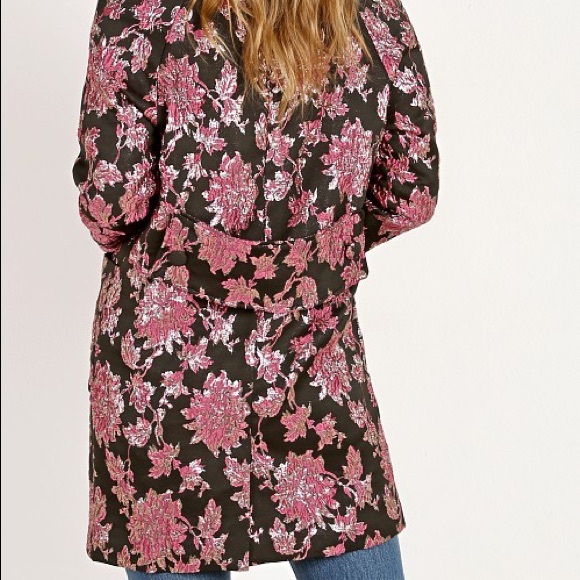 For Love & Lemons Luella Metallic Jacquard Coat - Picture 3 of 5